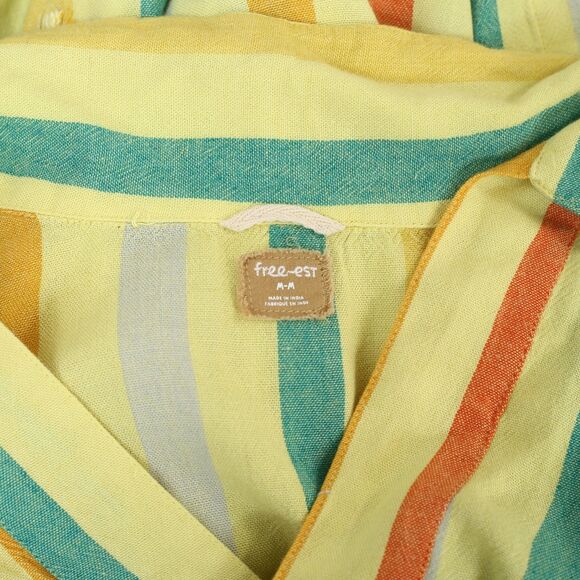 Free People Free-est Vacay Rhythm Blouse Top Wide Stripe Print Capped M 283595 - Picture 6 of 6